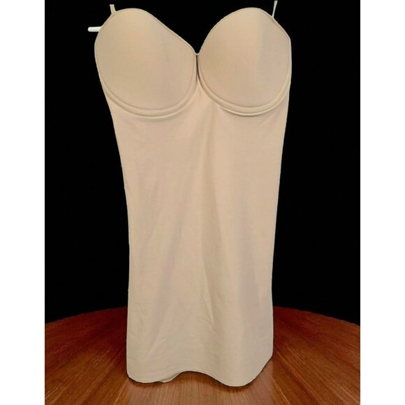 Ambrielle Shapewear Slip 36D Strapless Underwire Cups Body Shaper Slimming Nude - Picture 1 of 15
